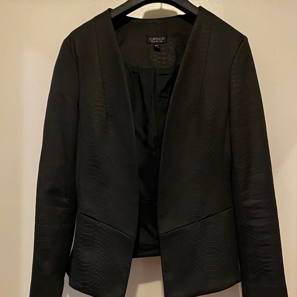Topshop Textured Black Blazer